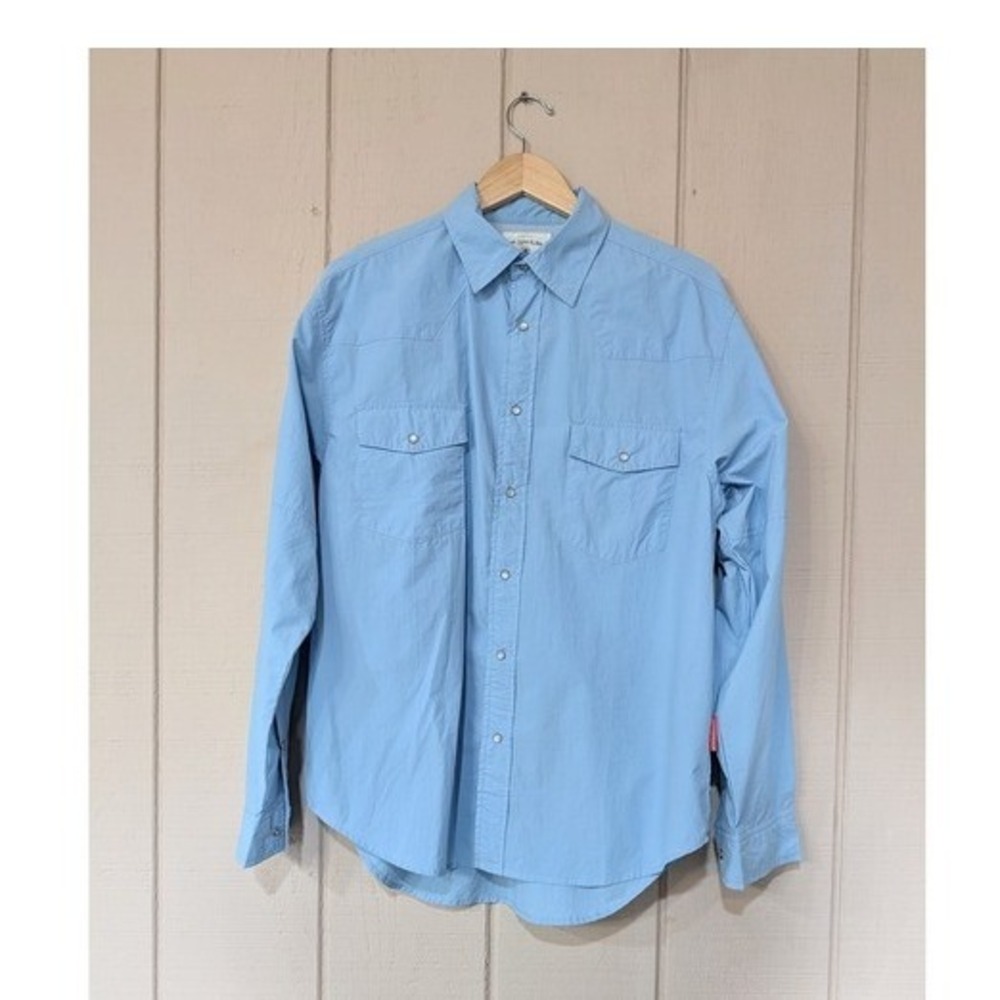 Southern‎ Proper Sportsman Fishing Shirt Blue Mens M Snap Front Western Vented